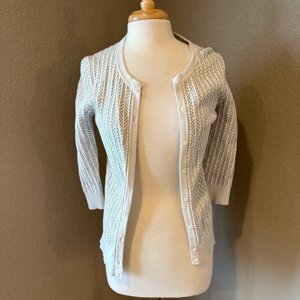 Merona White Textured Women's Geometric Cardigan Medium